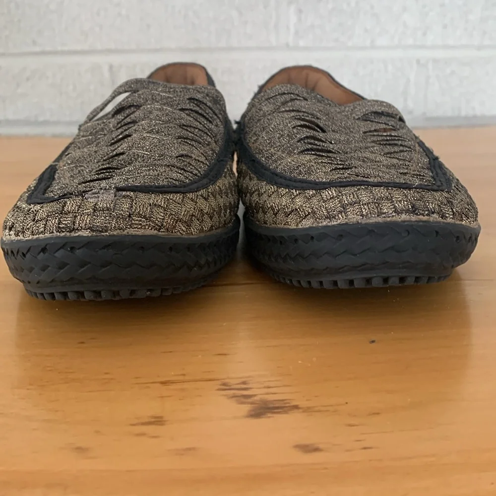 Bernie Mev LOLA Bronze Women's EU 37 Slip on Flat Loafer Woven Memory Foam GUC